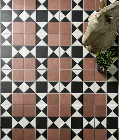 Victorian Style Porcelain Finchley Pattern Terracotta - Hyperion Tiles