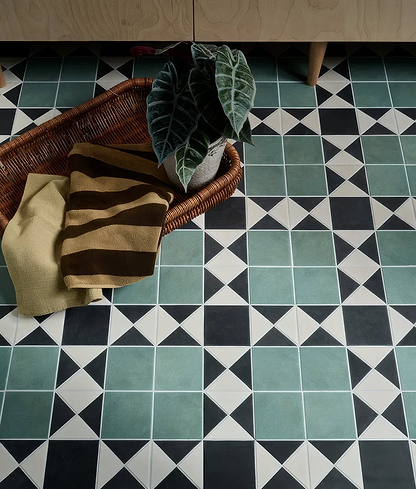 Victorian Style Porcelain Finchley Pattern Forest green - Hyperion Tiles