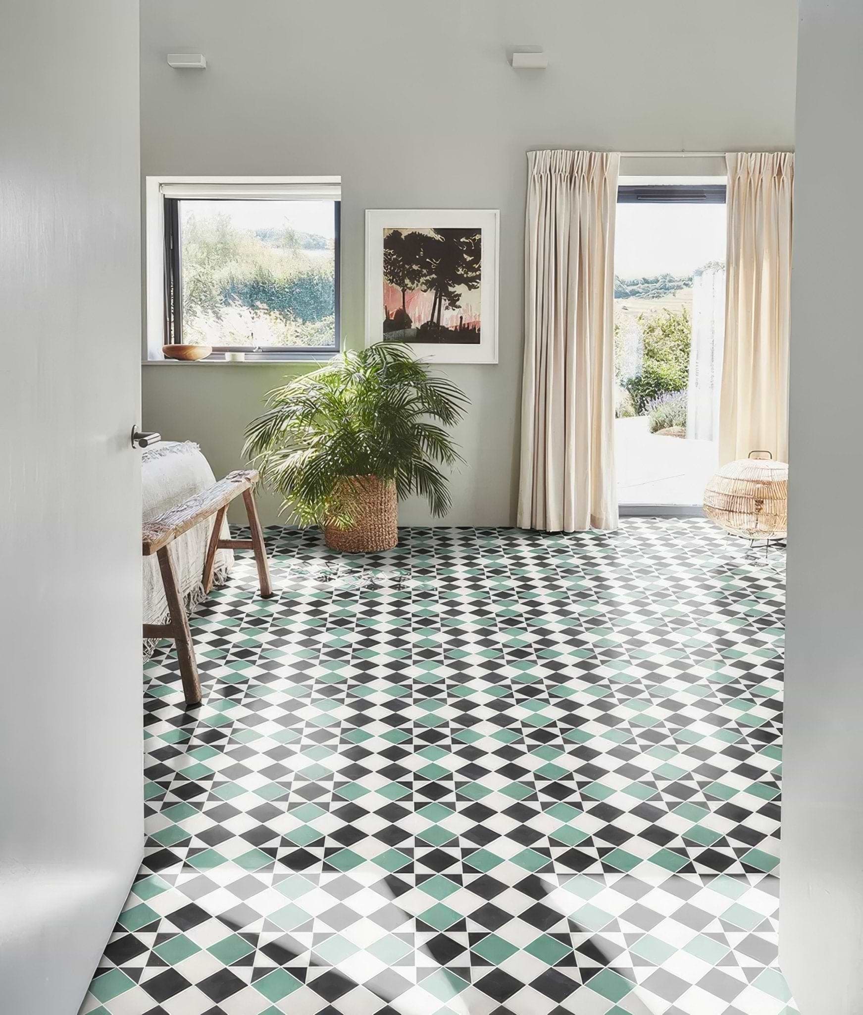 Victorian Style Porcelain Finchley Pattern Forest green - Hyperion Tiles