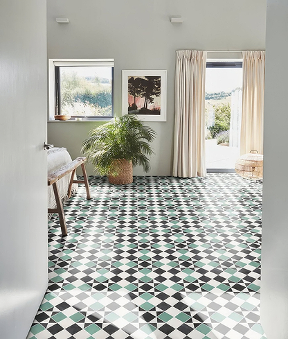 Victorian Style Porcelain Finchley Pattern Forest green - Hyperion Tiles