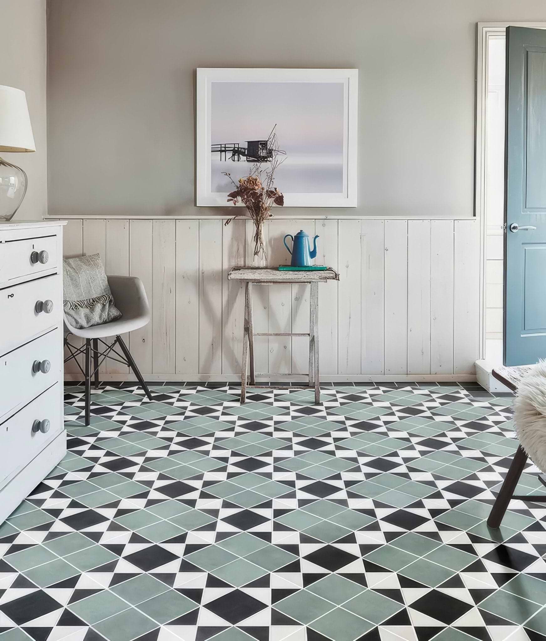 Victorian Style Porcelain Finchley Pattern Forest green - Hyperion Tiles
