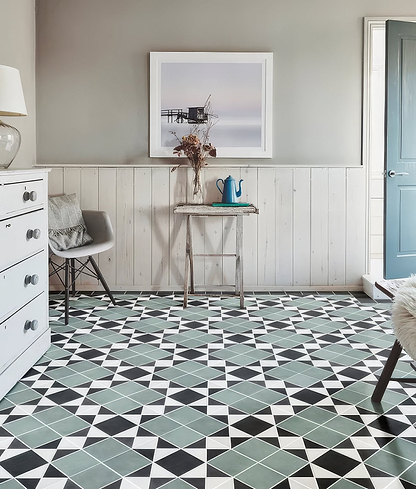 Victorian Style Porcelain Finchley Pattern Forest green - Hyperion Tiles