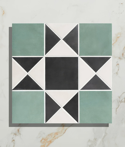 Victorian Style Porcelain Finchley Pattern Forest green - Hyperion Tiles
