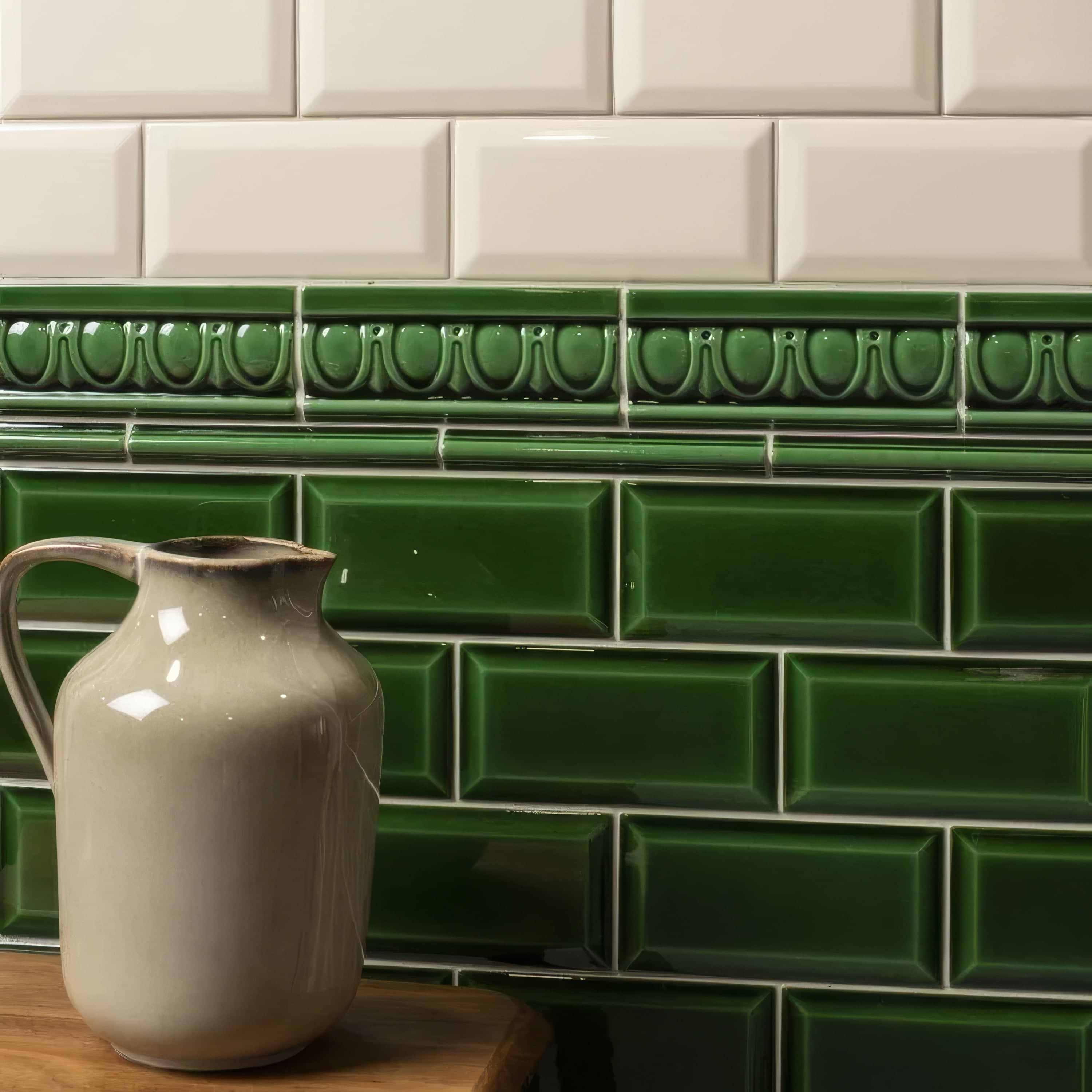 Victorian Green Metro Bevelled Tile - Hyperion Tiles