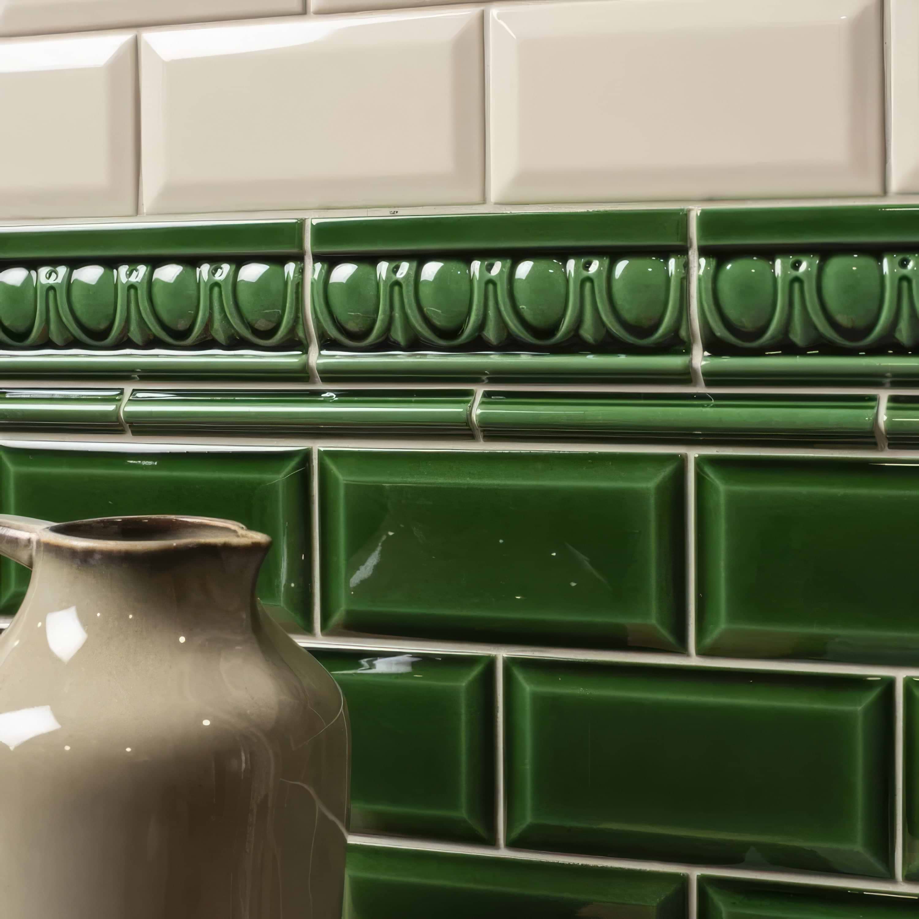 Victorian Green Metro Bevelled Tile - Hyperion Tiles