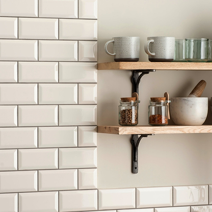 Vintage White Metro Bevelled Tile 75 x 75mm - Hyperion Tiles