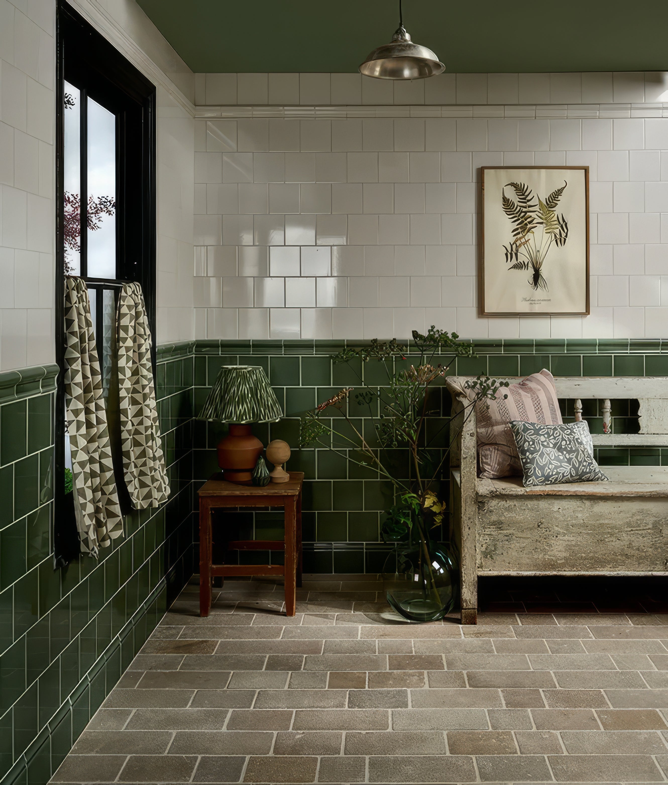 Cabbage Green Square Crackle Glaze - Hyperion Tiles