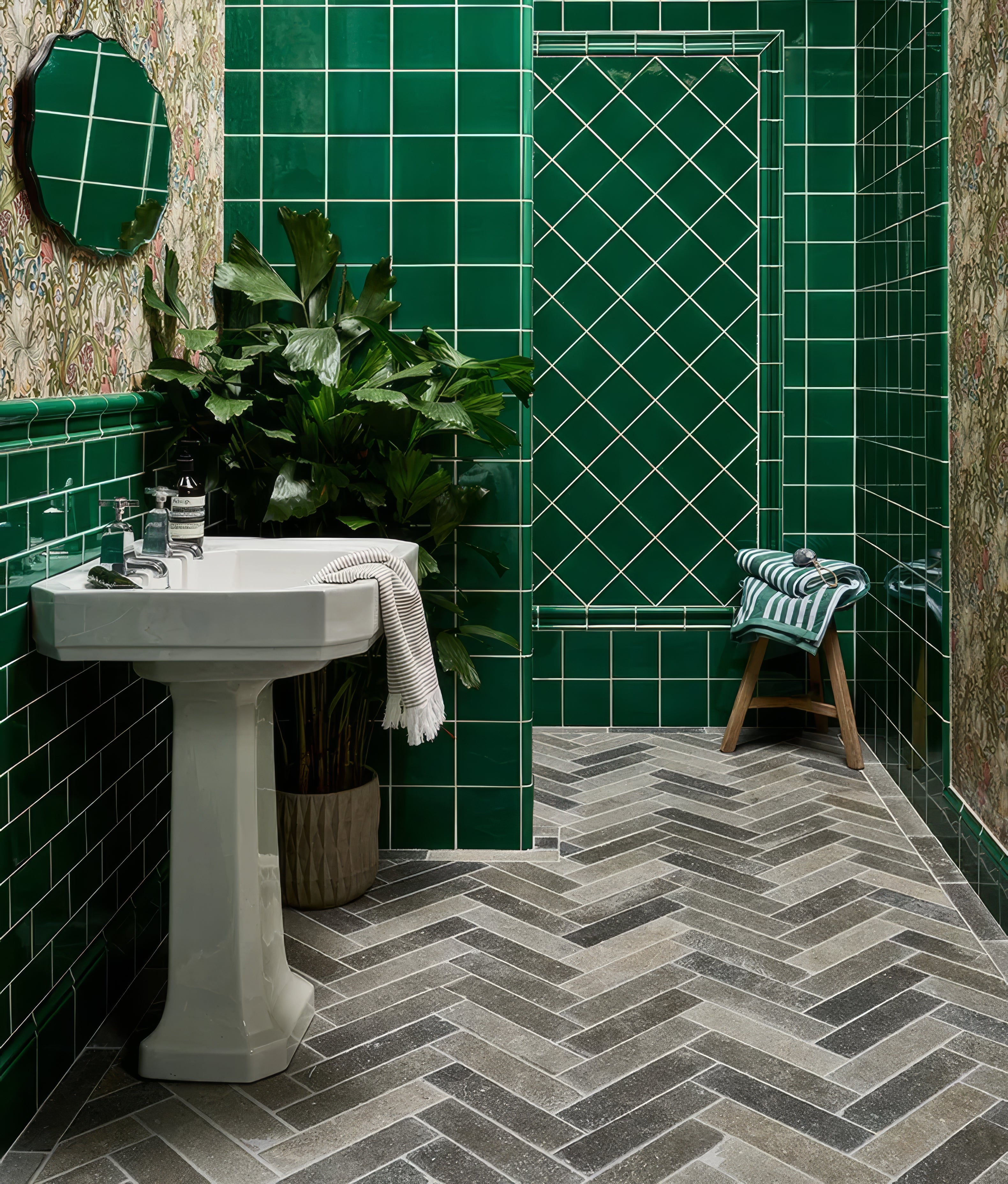 Emerald Green Square Crackle Glaze - Hyperion Tiles