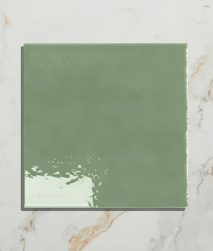 Cabbage Green Square Crackle Glaze - Hyperion Tiles