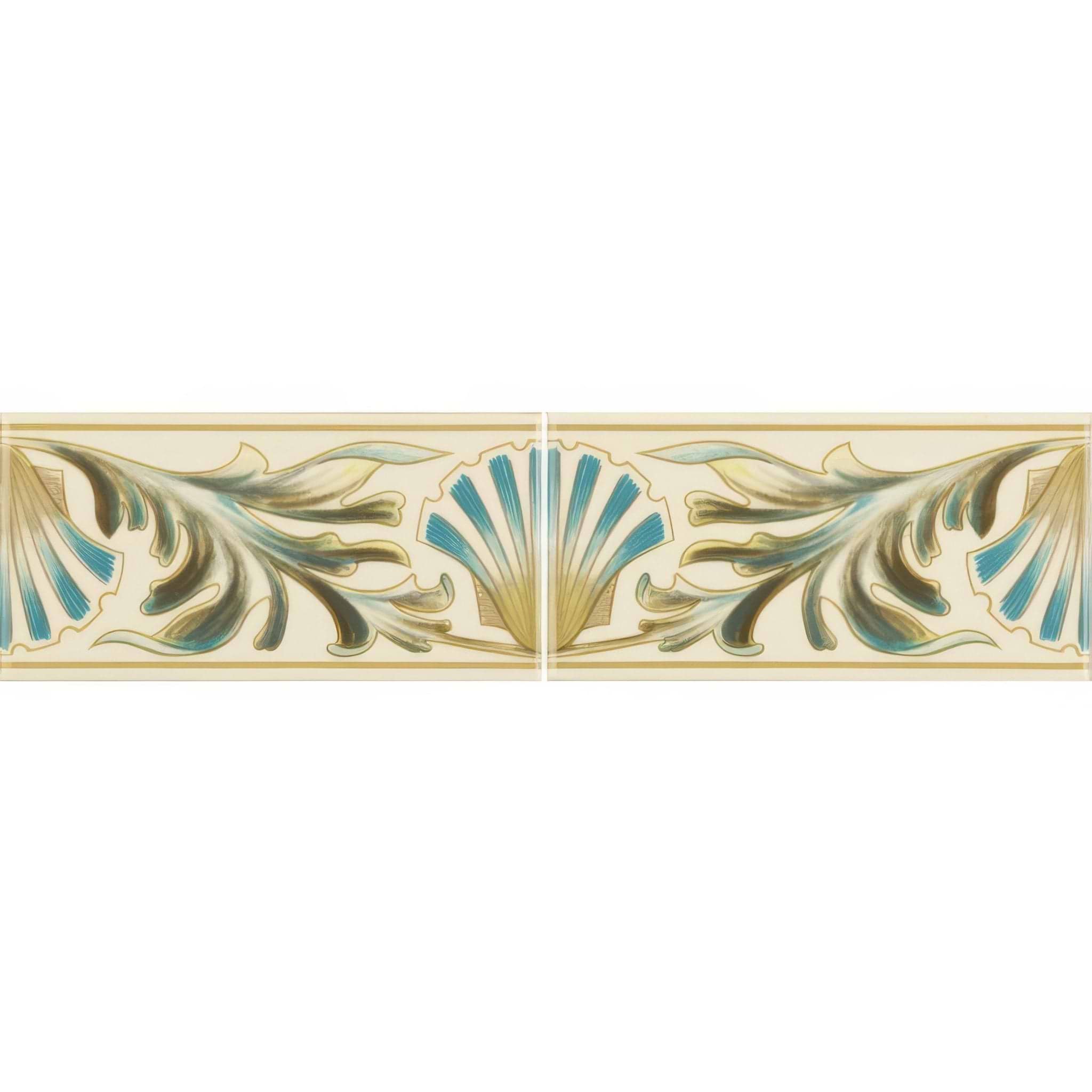 W B Simpson Shell Frieze 2 - Tile Set on County White - Hyperion Tiles
