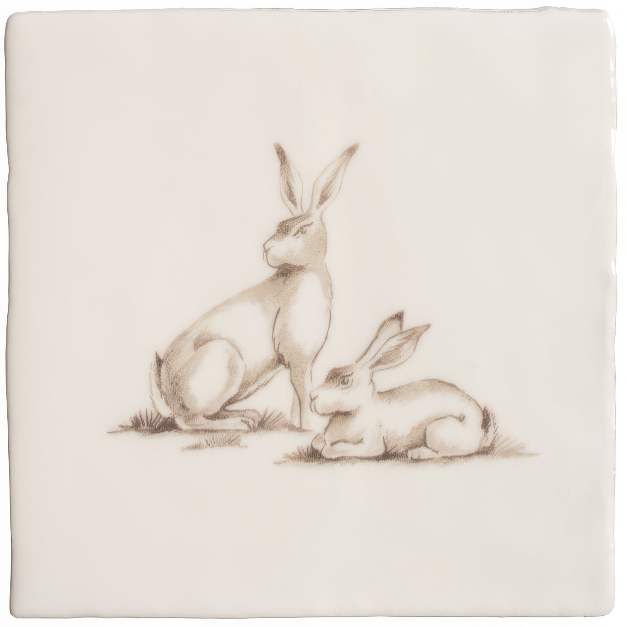 Warren of Hares Sepia on Cotton - Hyperion Tiles