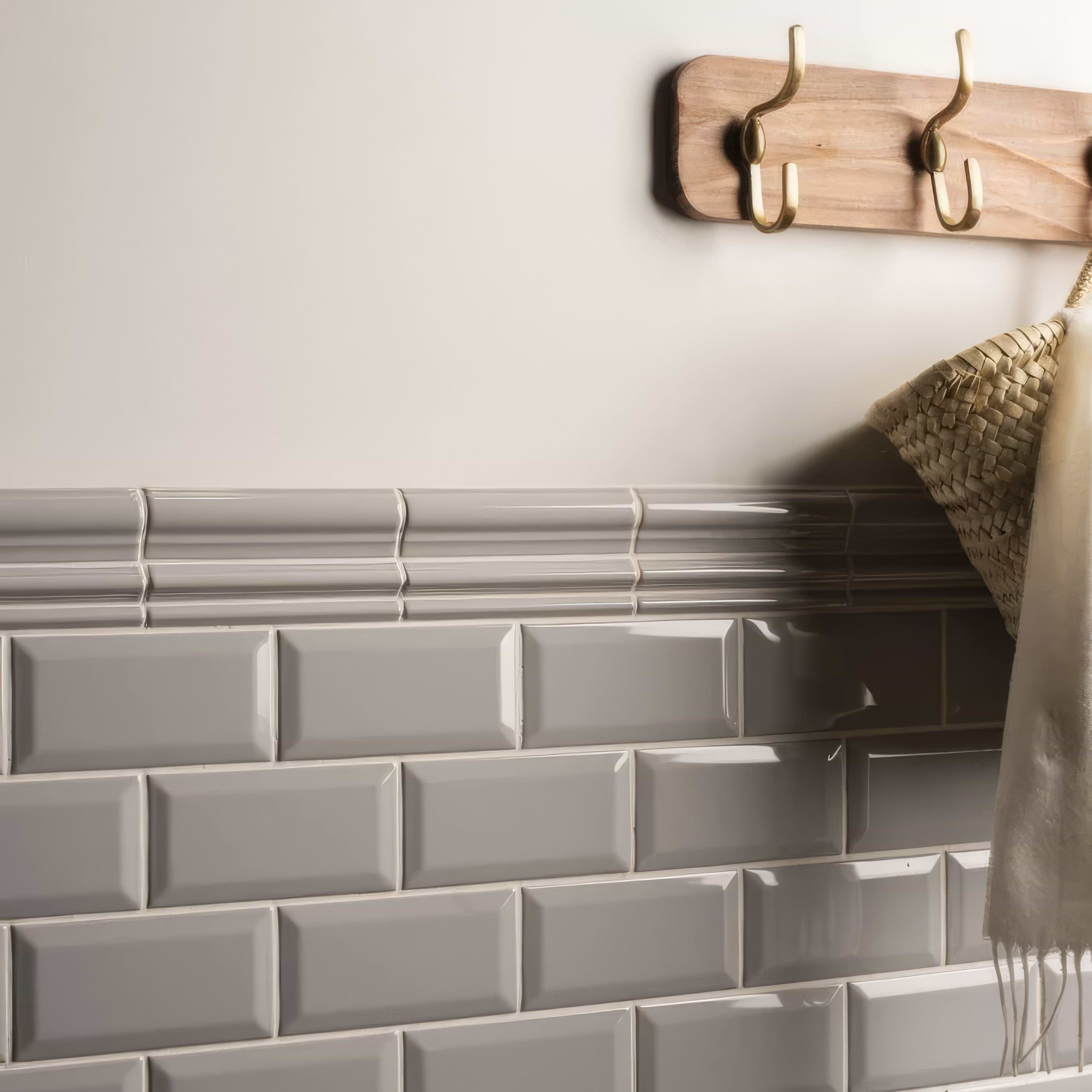 Westminster Grey Metro Bevelled Tile - Hyperion Tiles