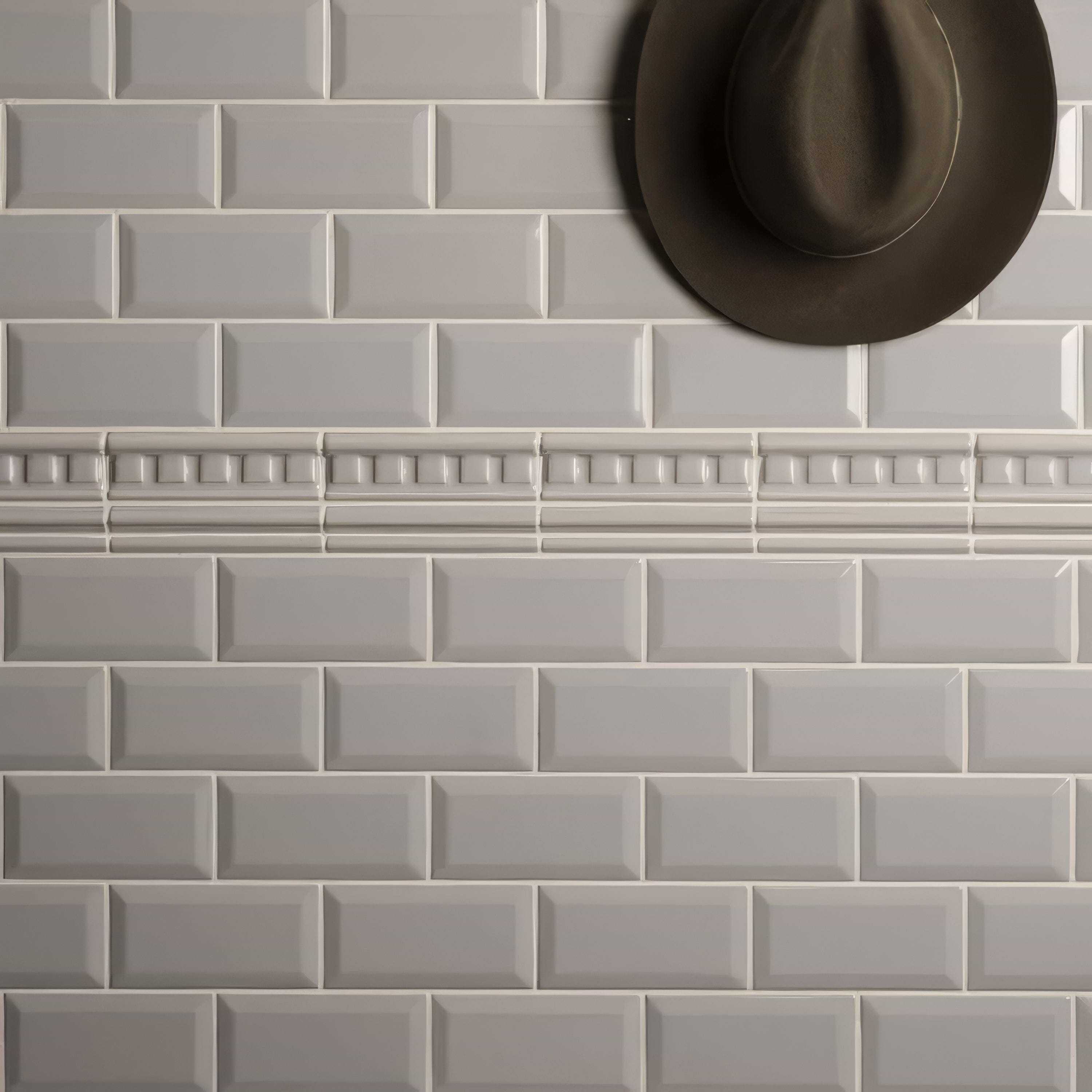 Westminster Grey Metro Bevelled Tile - Hyperion Tiles