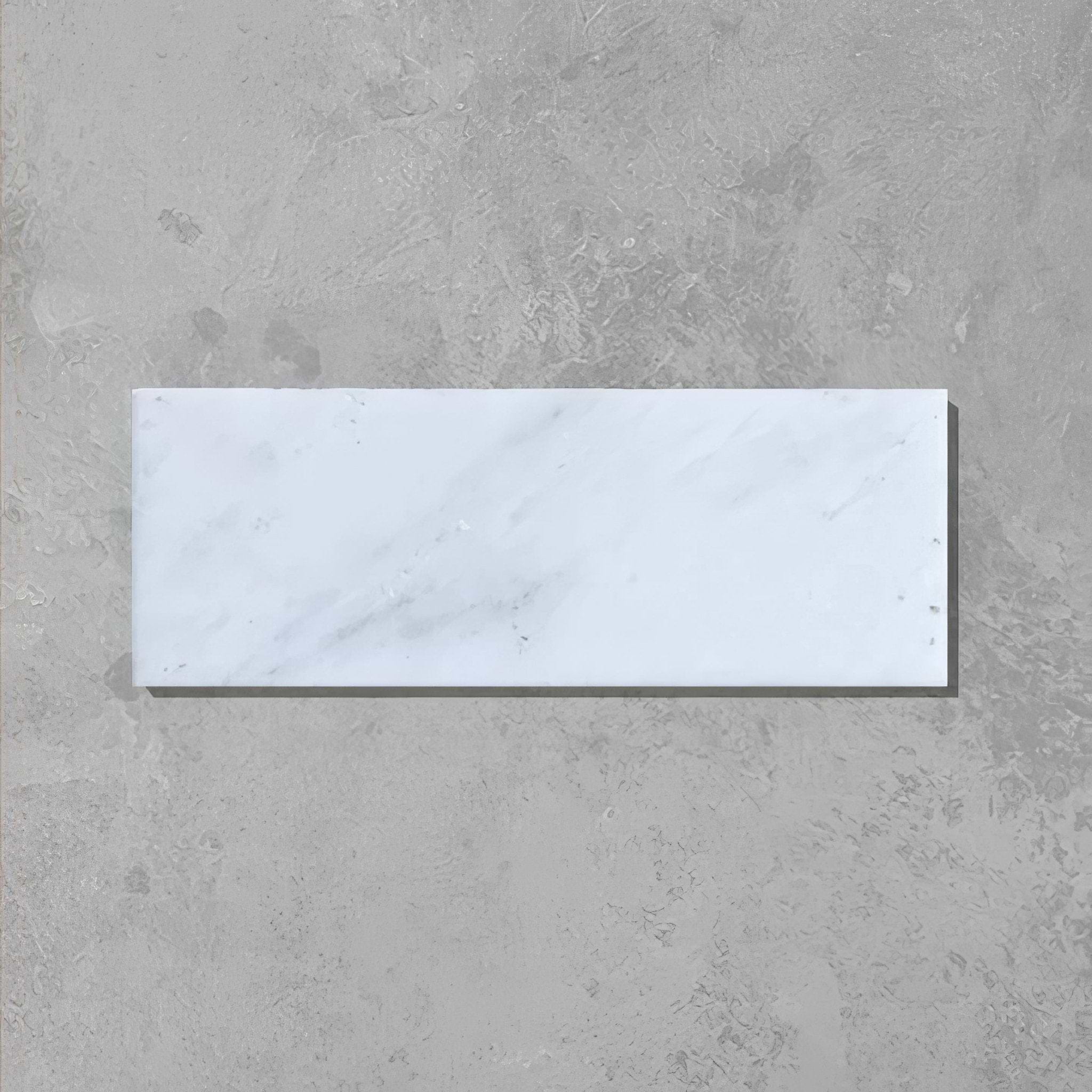 White Herringbone Honed Marble Tile - Hyperion Tiles
