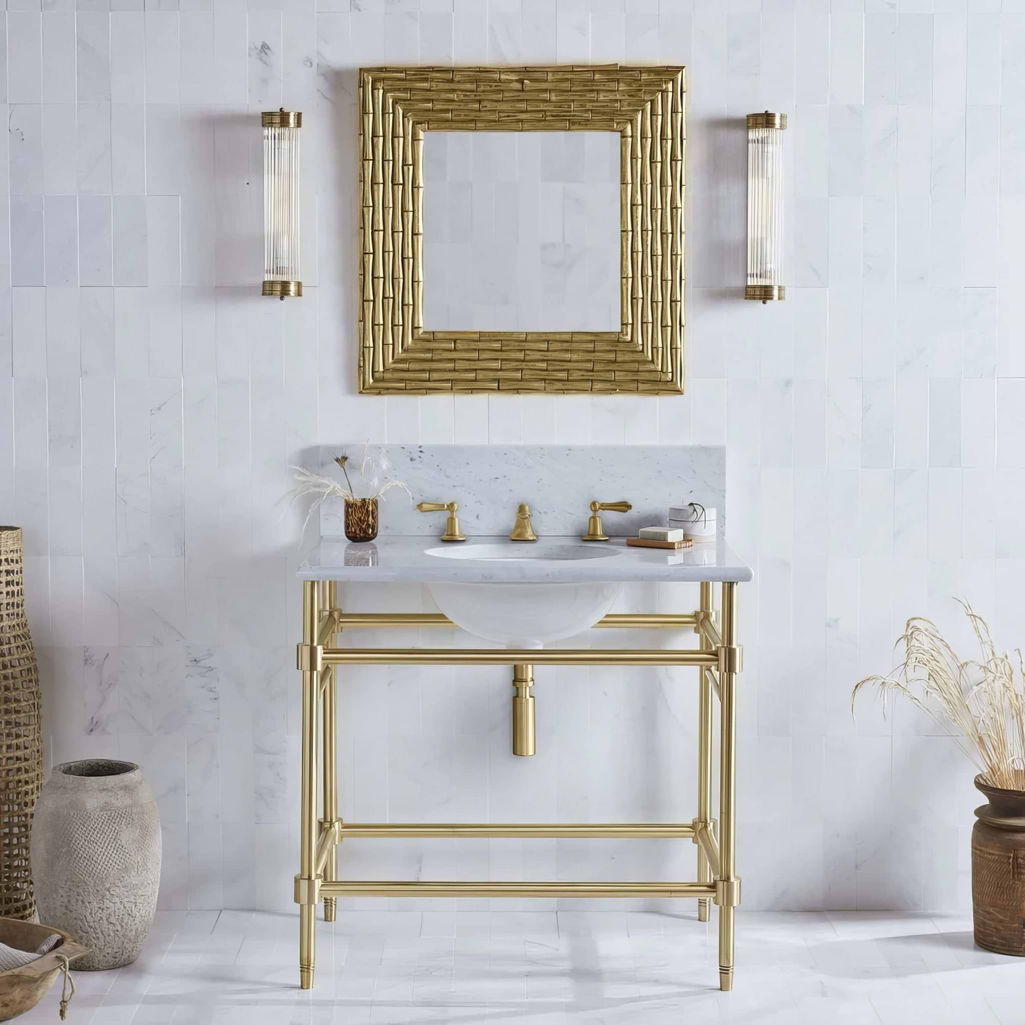 White Herringbone Honed Marble Tile - Hyperion Tiles