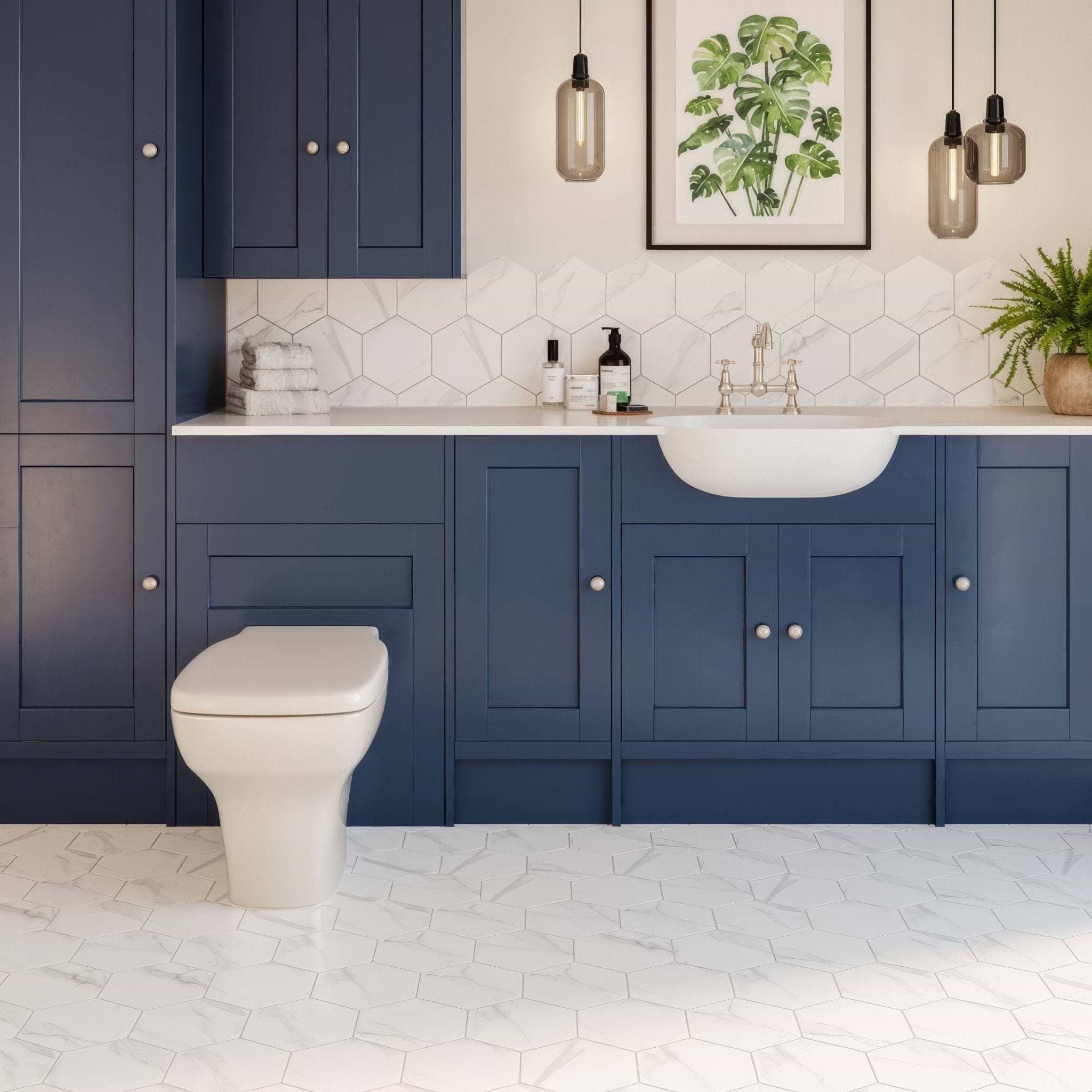 White Marble Hexagon Porcelain - Hyperion Tiles