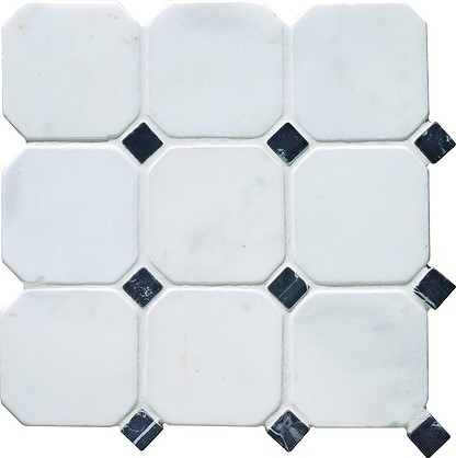 White Octagon 10 Venetian Mosaic - Hyperion Tiles