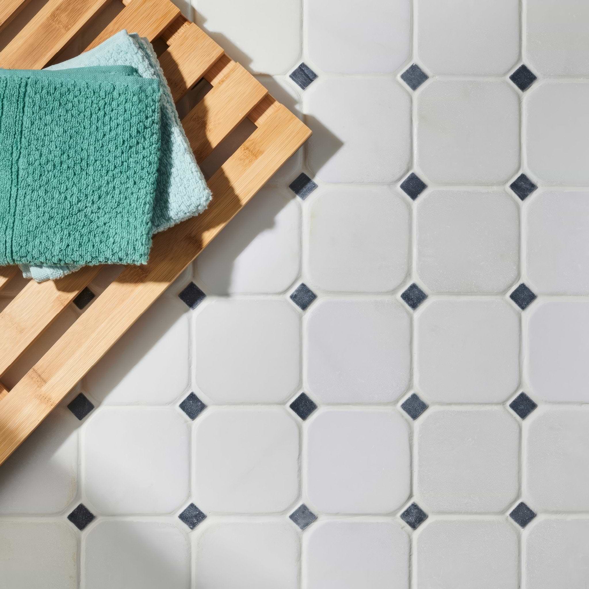 White Octagon 10 Venetian Mosaic - Hyperion Tiles