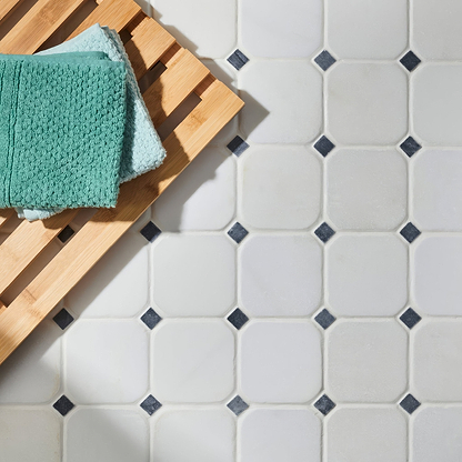 White Octagon 10 Venetian Mosaic - Hyperion Tiles