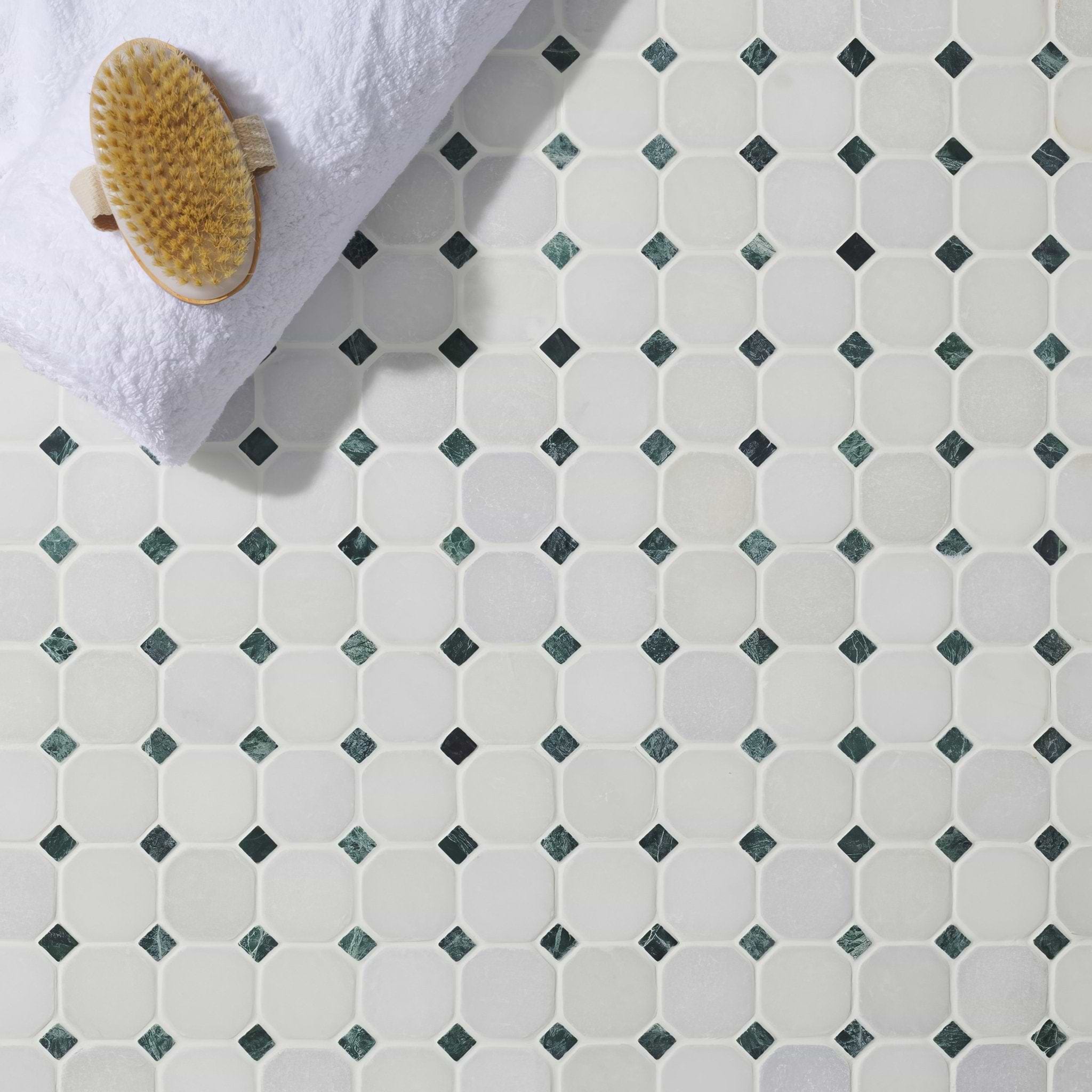 White Octagon 4.8 Venetian Mosaics - Hyperion Tiles
