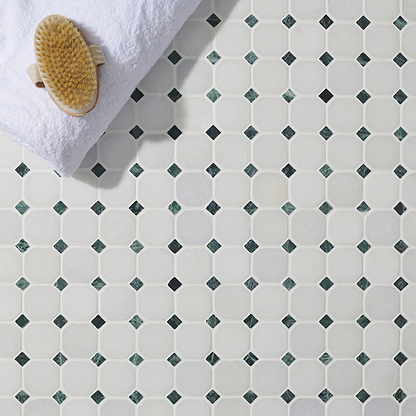 White Octagon 4.8 Venetian Mosaics - Hyperion Tiles
