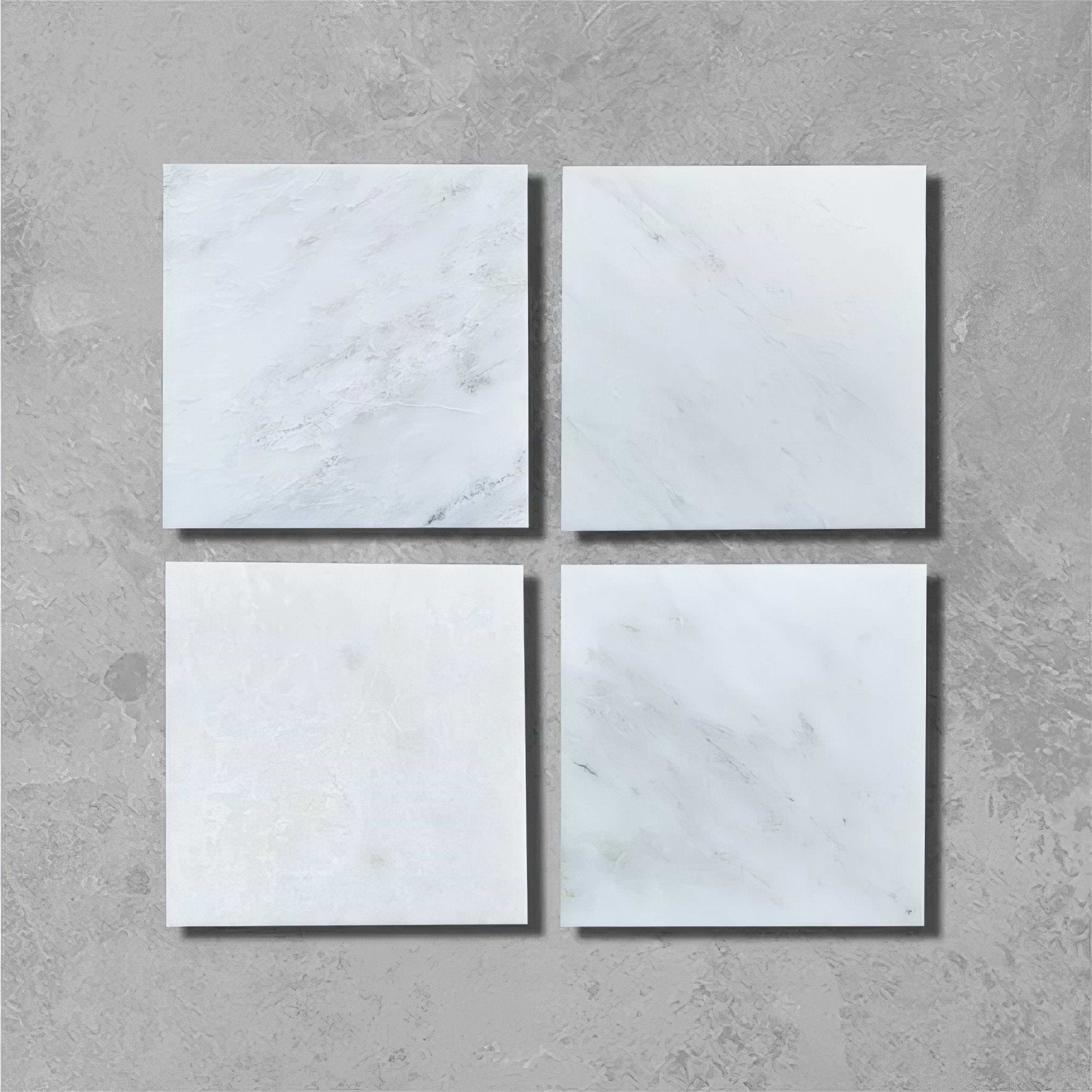 White Square Honed Marble 20 x 20cm - Hyperion Tiles