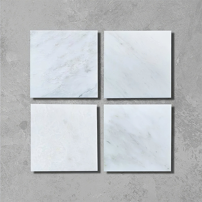 White Square Honed Marble 20 x 20cm - Hyperion Tiles