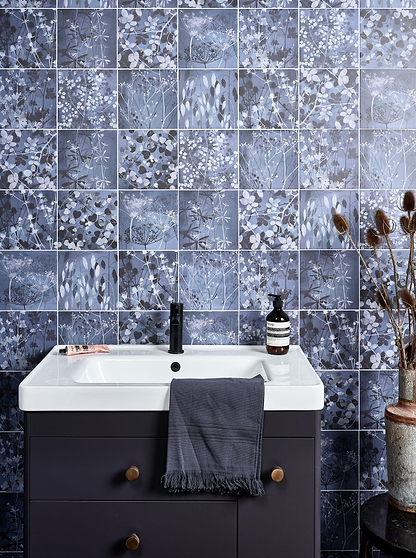 Wild Botanicals Porcelain Blue By Clarissa Hulse - Hyperion Tiles
