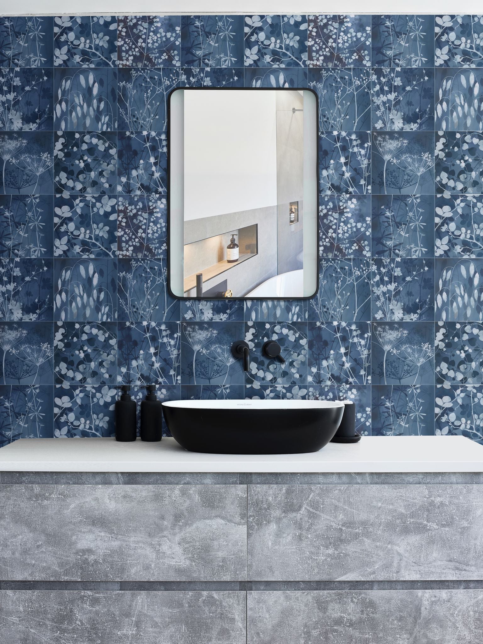 Wild Botanicals Porcelain Blue By Clarissa Hulse - Hyperion Tiles