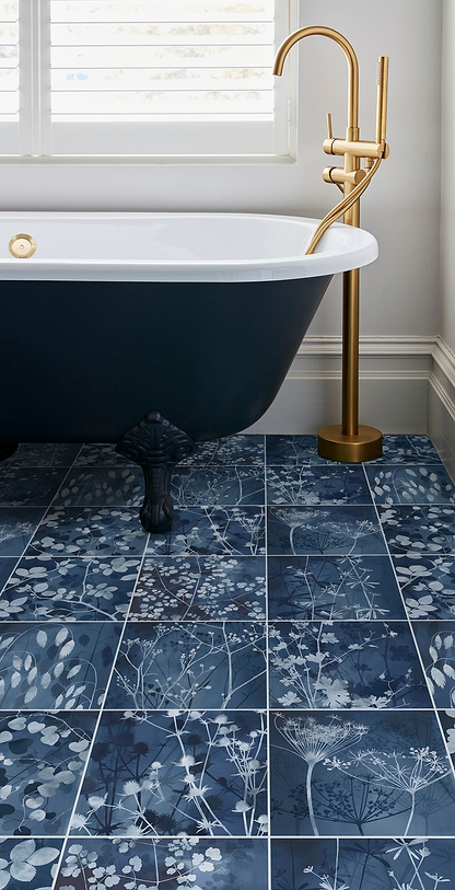 Wild Botanicals Porcelain Blue By Clarissa Hulse - Hyperion Tiles