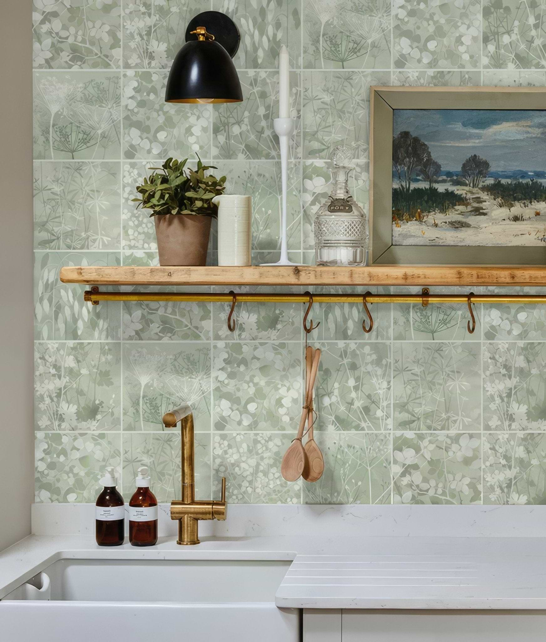 Wild Botanicals Porcelain Green By Clarissa Hulse - Hyperion Tiles