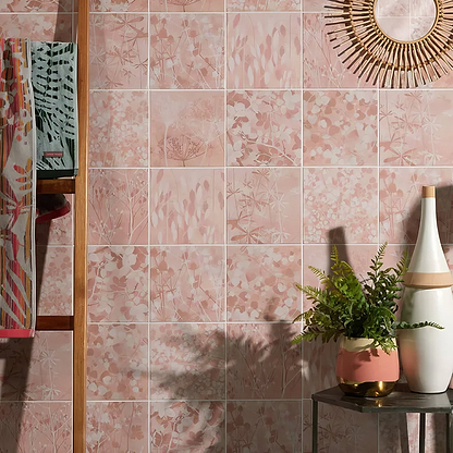Wild Botanicals Porcelain Pink By Clarissa Hulse - Hyperion Tiles