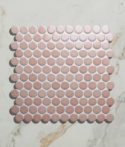 Yoga Penny Porcelain Mosaic Blush - Hyperion Tiles