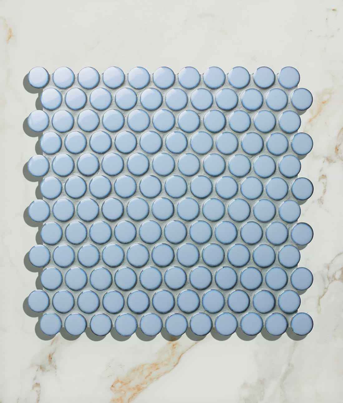 Yoga Penny Porcelain Mosaic Grey Blue - Hyperion Tiles