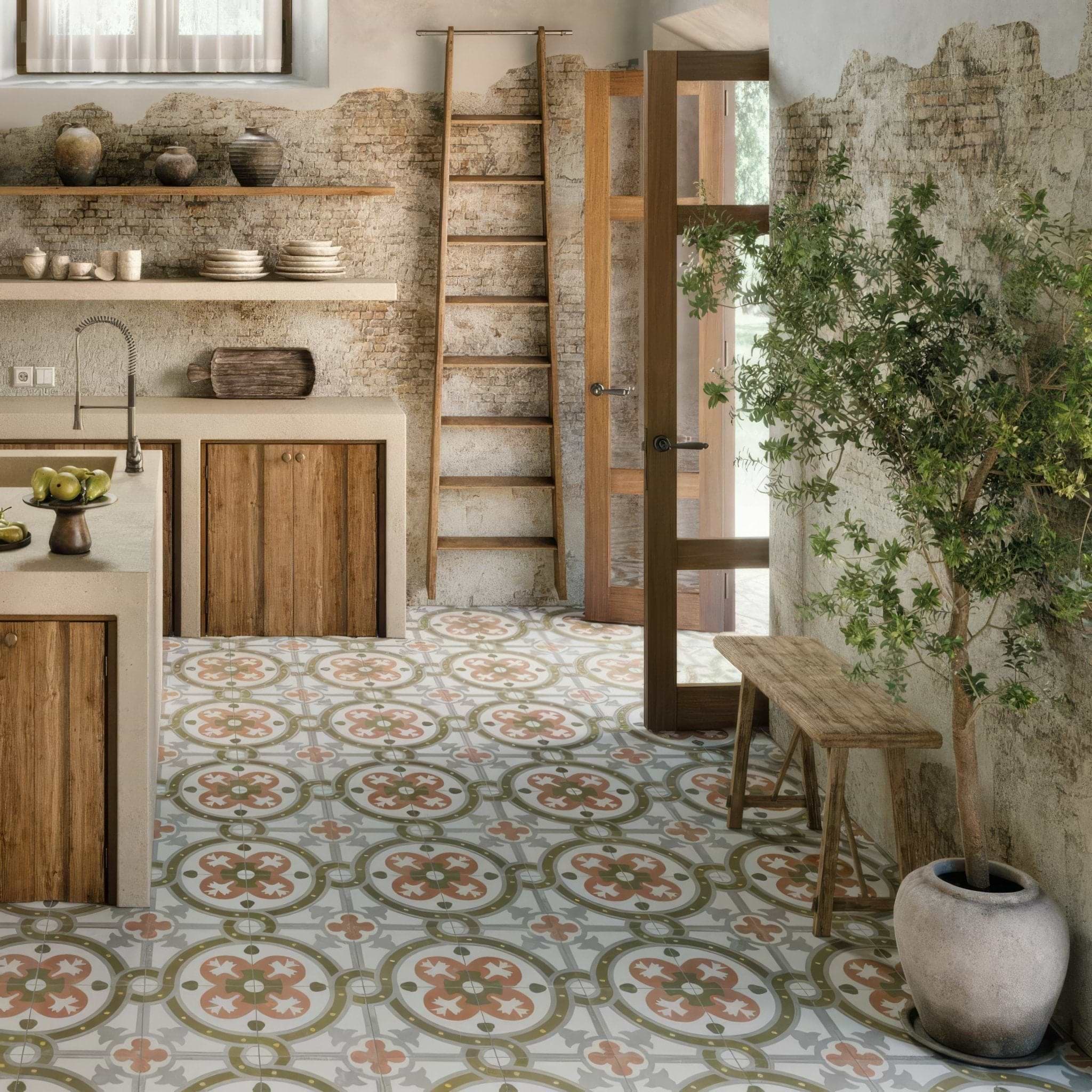 Zayda Sage Multi Matt Vitrified Ceramic 450x450mm - Hyperion Tiles