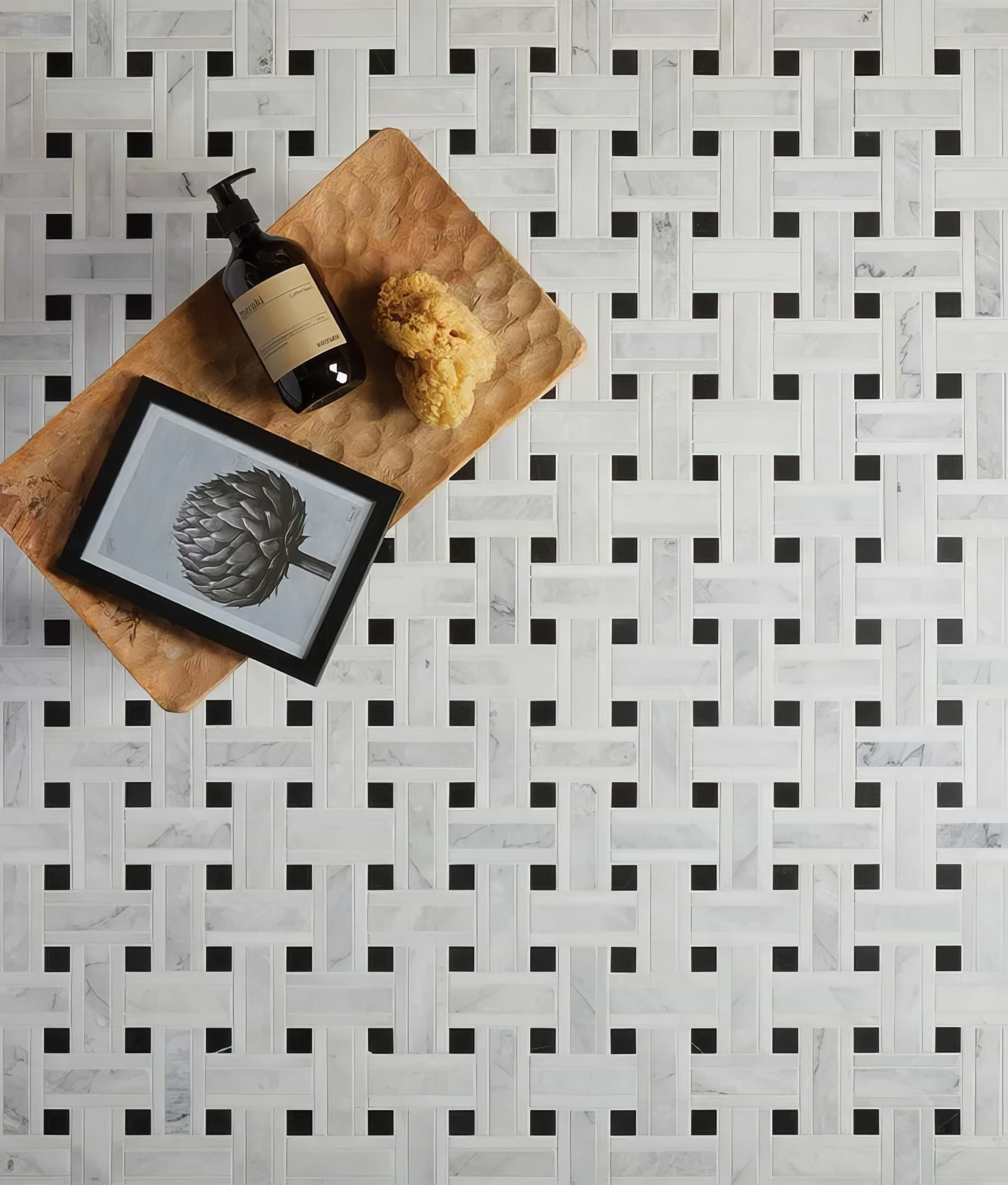 Zen Marble Grand Basket Weave Mosaic - Hyperion Tiles