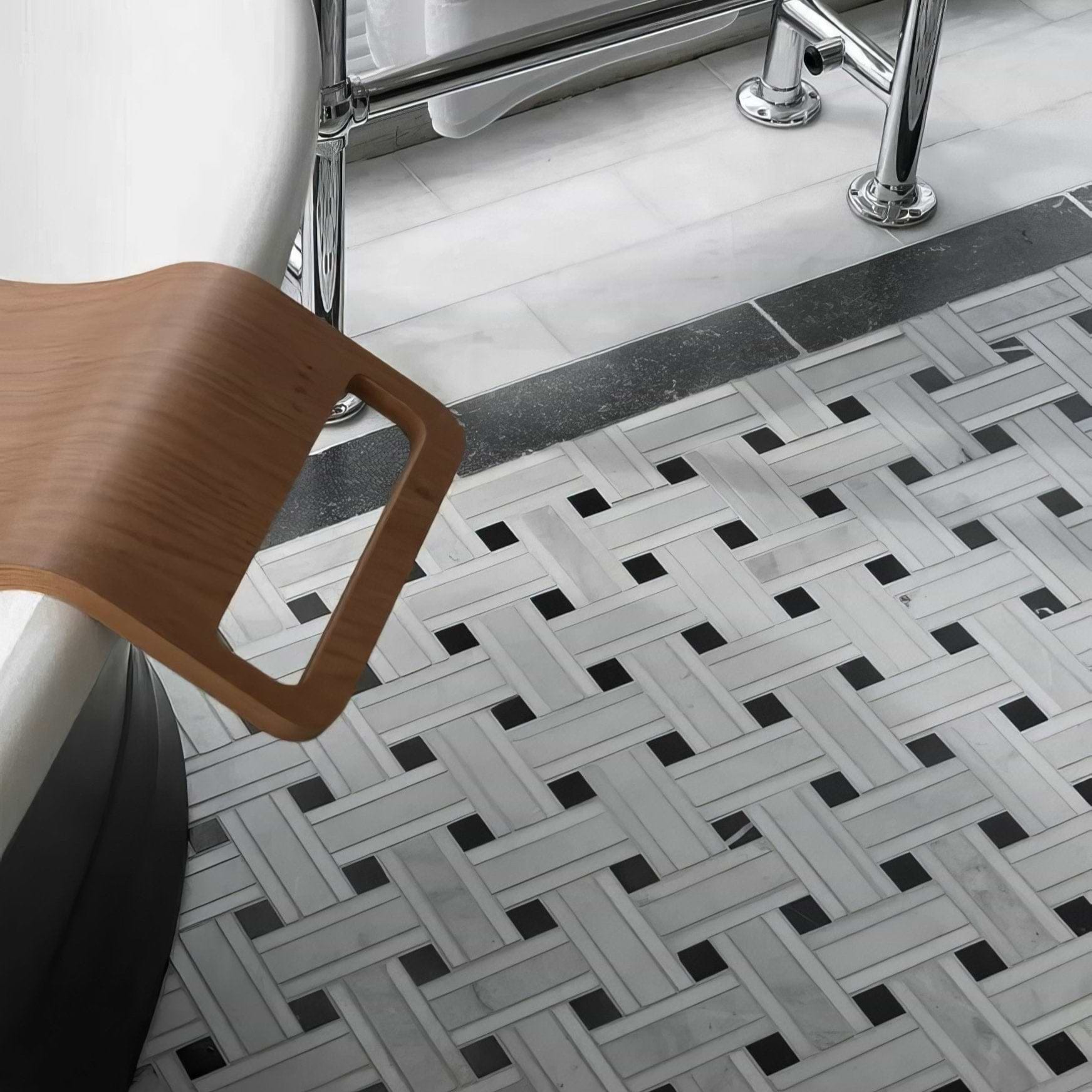 Zen Marble Grand Basket Weave Mosaic - Hyperion Tiles