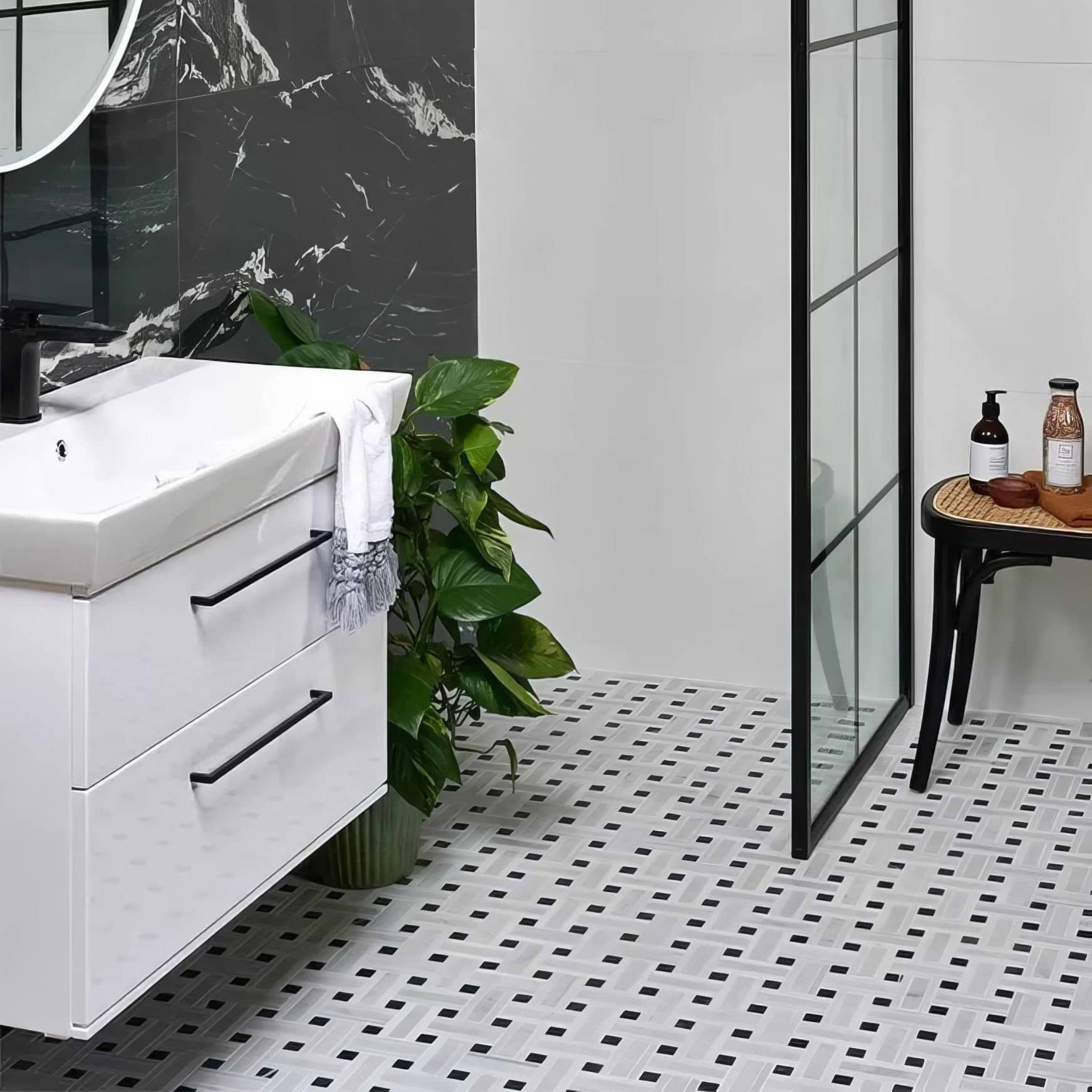 Zen Marble Grand Basket Weave Mosaic - Hyperion Tiles