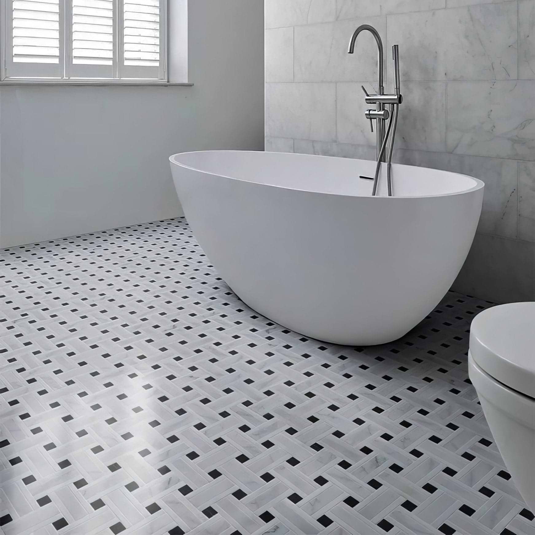 Zen Marble Grand Basket Weave Mosaic - Hyperion Tiles