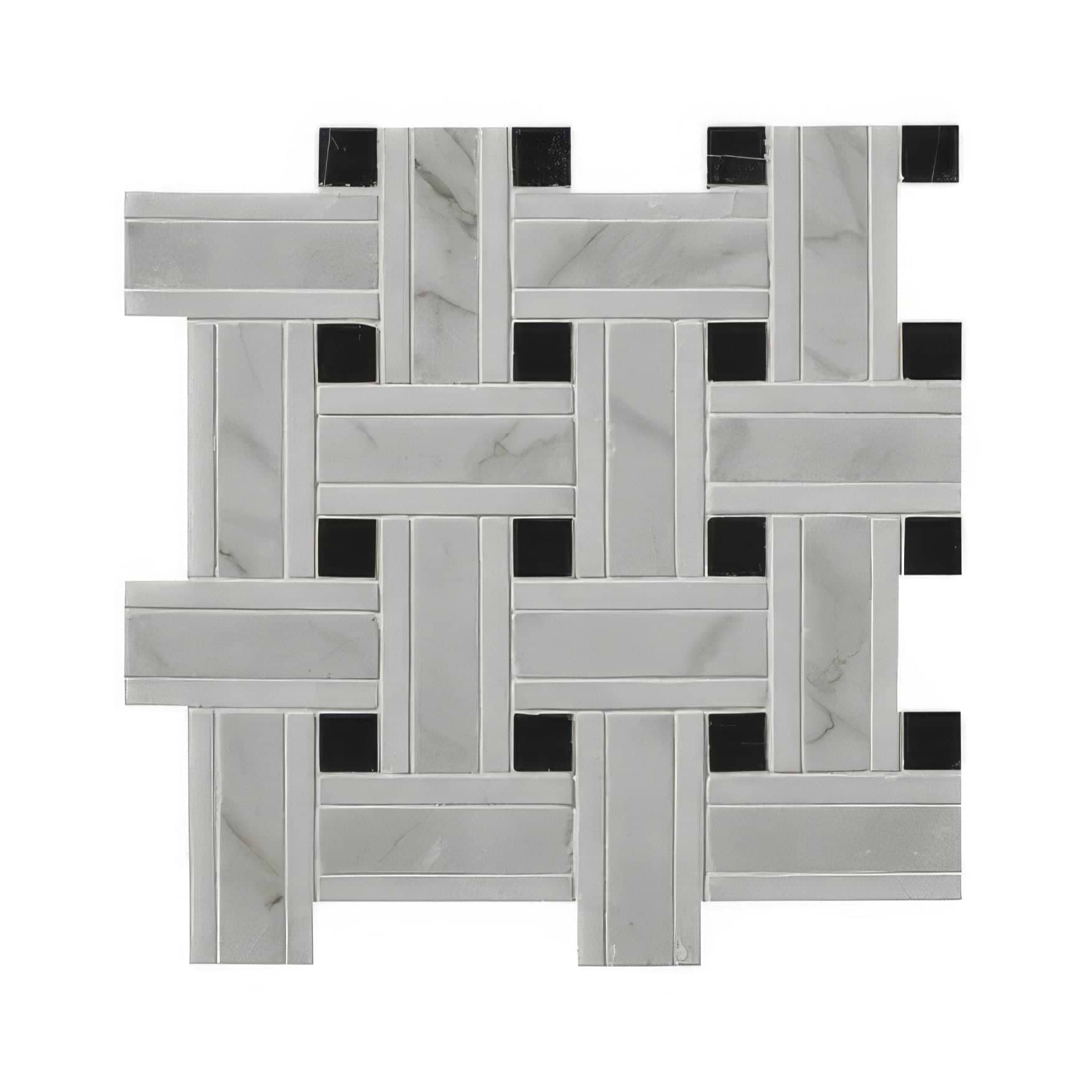 Zen Marble Grand Basket Weave Mosaic - Hyperion Tiles