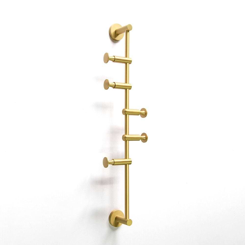 Archer Vertical Rail With 5 Hooks Satin Brass - Hyperion Tiles