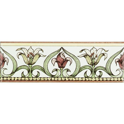 Art Nouveau Lily Green Classical Decorative Border on Brilliant White - Hyperion Tiles