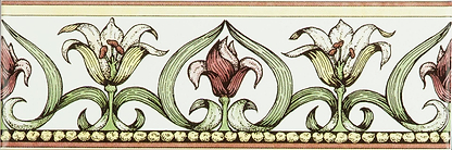 Art Nouveau Lily Green Classical Decorative Border on Brilliant White - Hyperion Tiles
