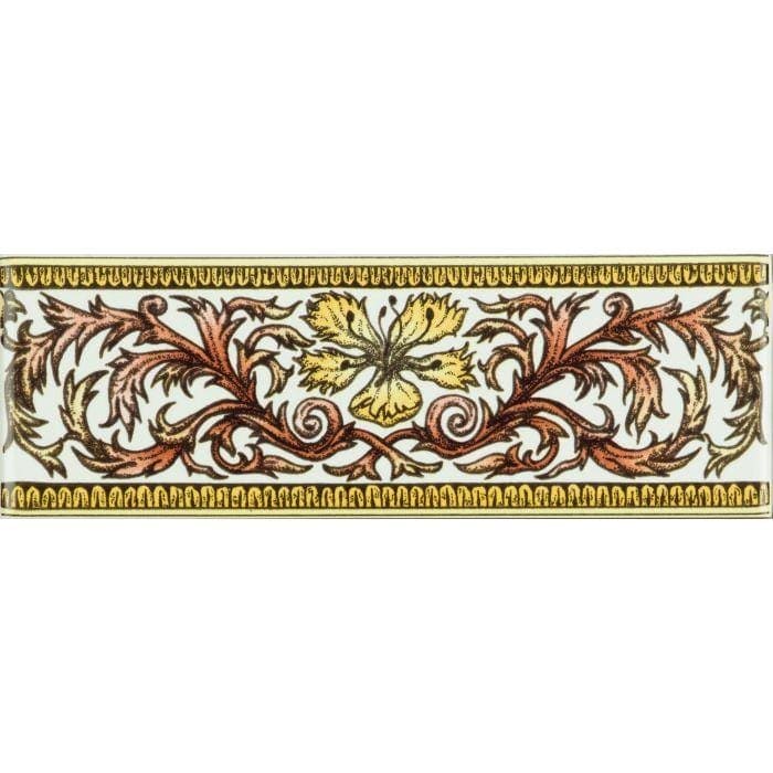 Autumn Foliage Classical Decorative Border on Brilliant White - Hyperion Tiles
