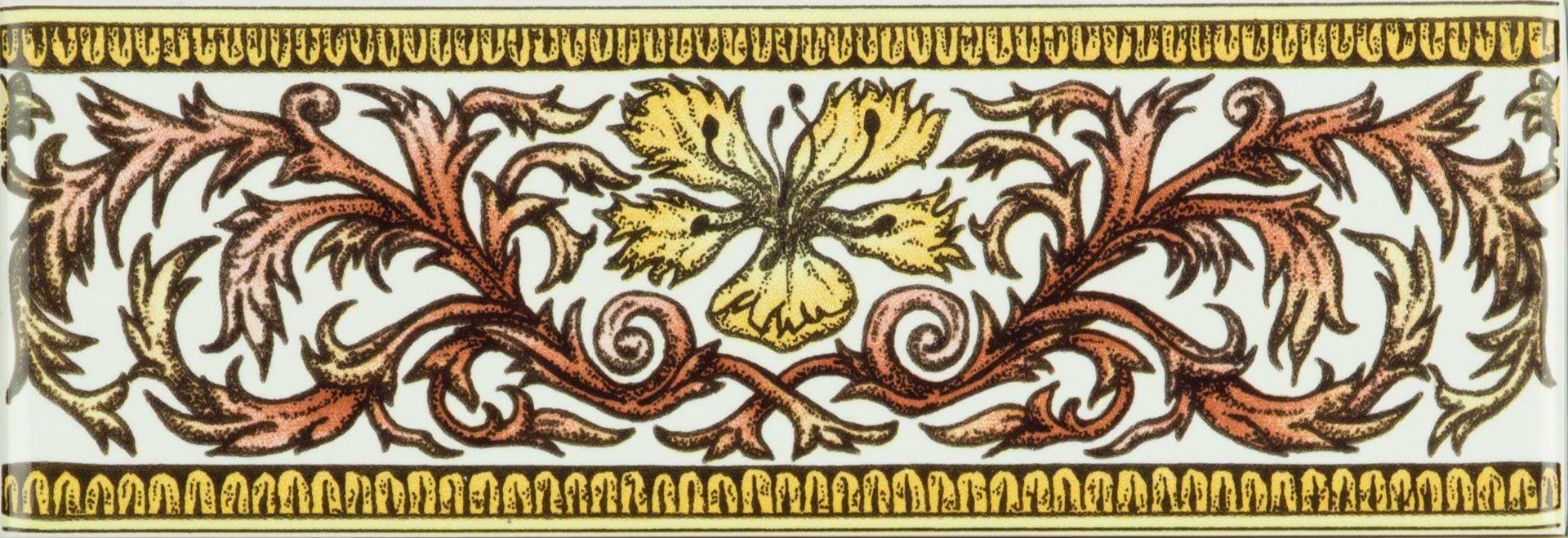 Autumn Foliage Classical Decorative Border on Brilliant White - Hyperion Tiles
