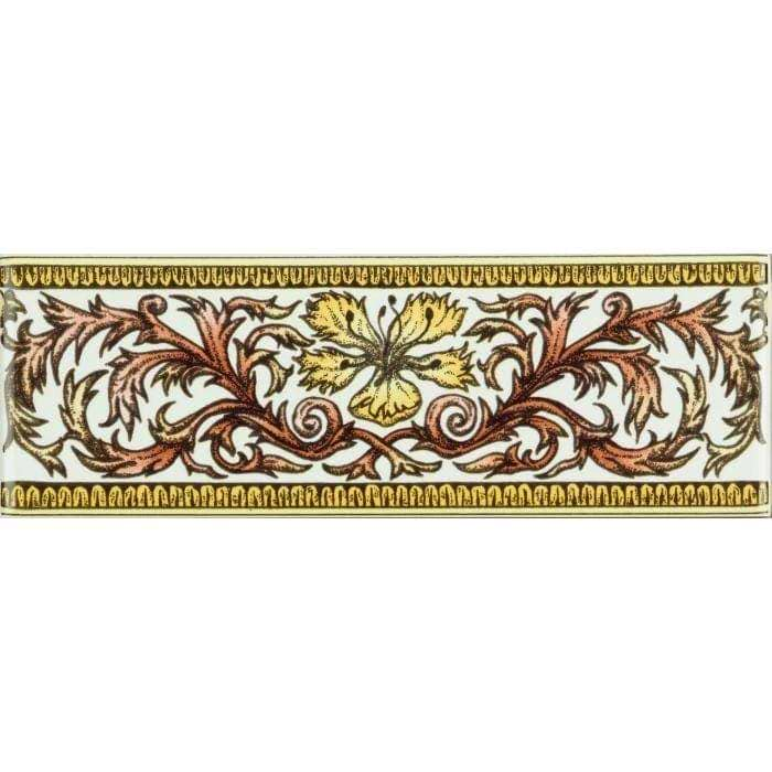 Autumn Foliage Classical Decorative Border on Brilliant White - Hyperion Tiles