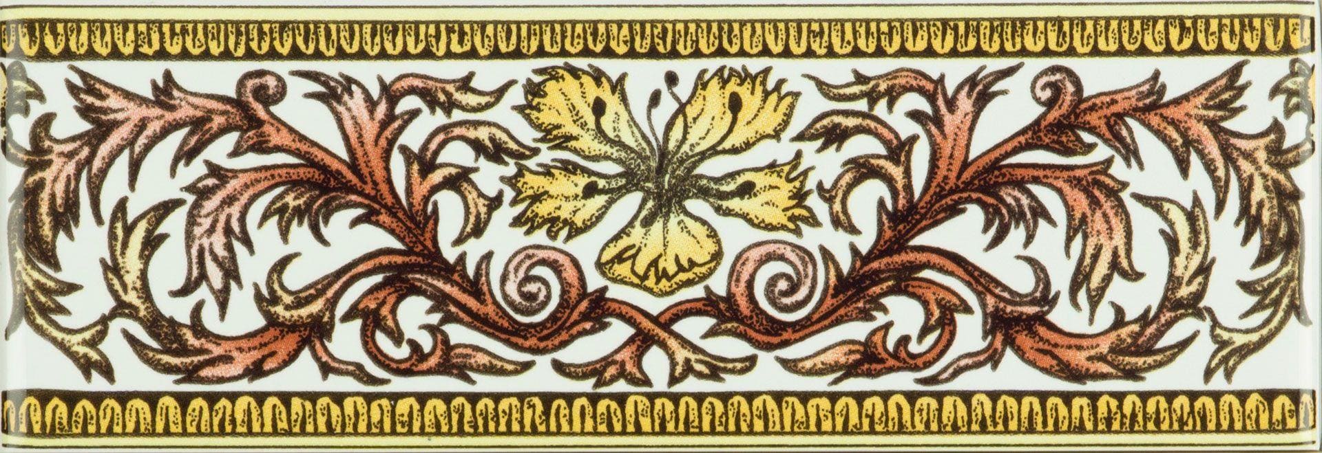 Autumn Foliage Classical Decorative Border on Brilliant White - Hyperion Tiles