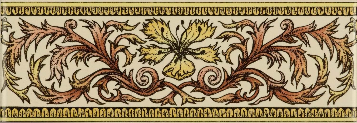 Autumn Foliage Classical Decorative Border on Colonial White - Hyperion Tiles