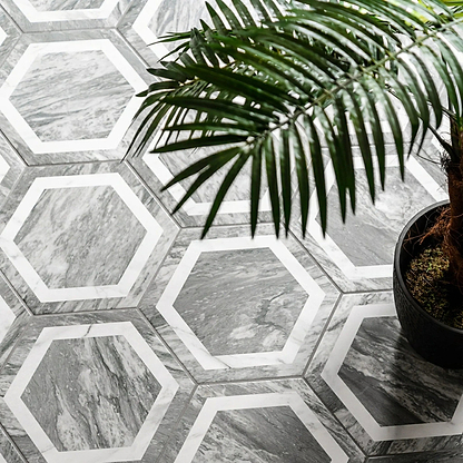 Bardiglio Hexagon Deco - Hyperion Tiles