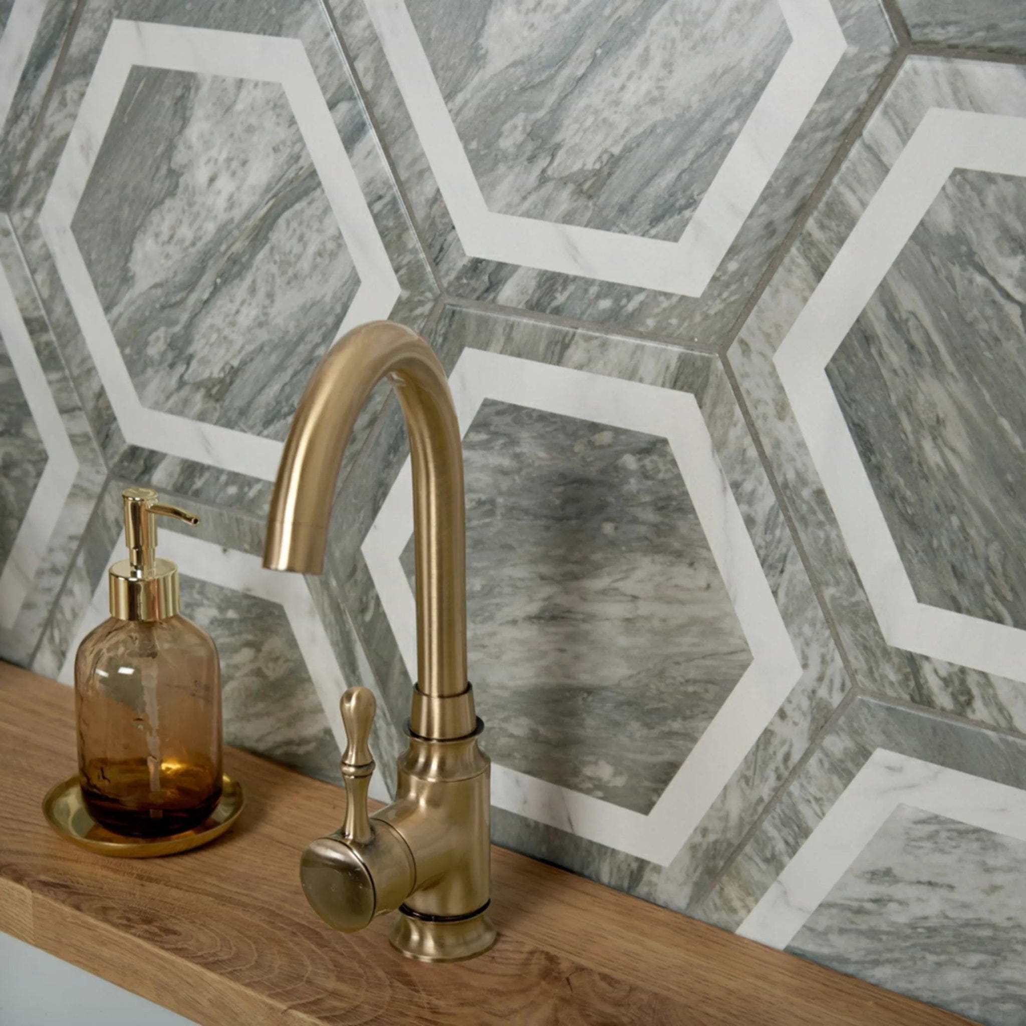 Bardiglio Hexagon Deco - Hyperion Tiles
